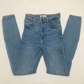 zara highwaist skinny jeans in denim blue