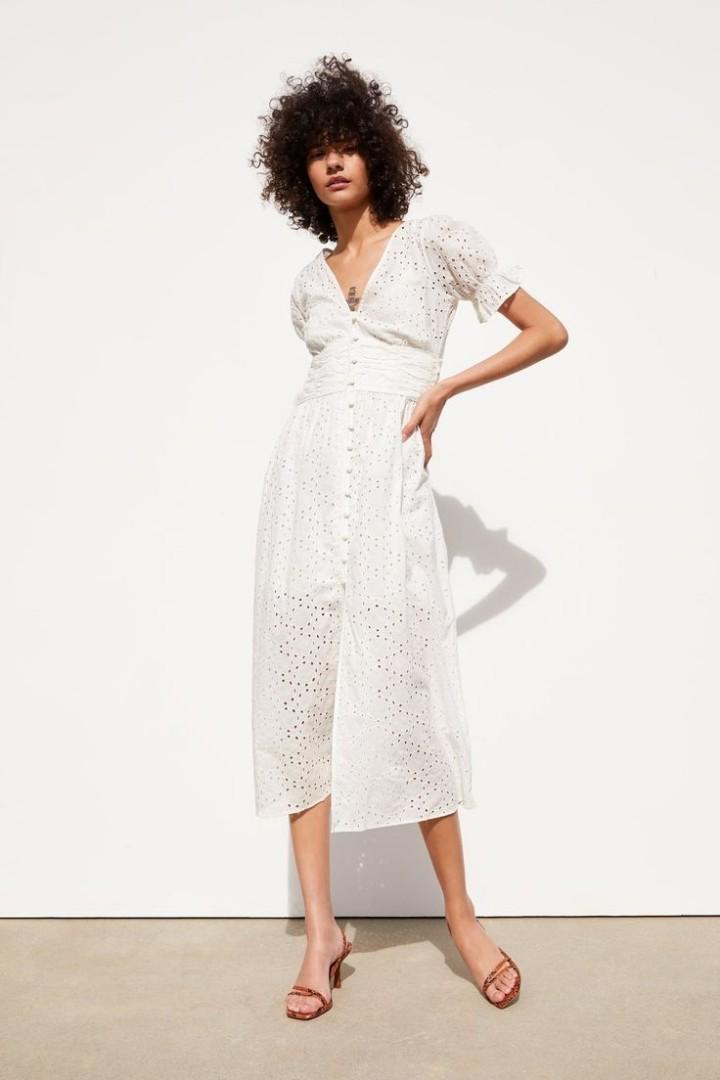 Zara white eyelet dress sales