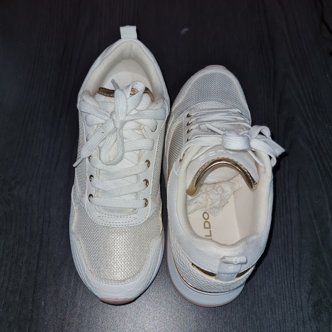 Gold and hotsell white sneakers womens