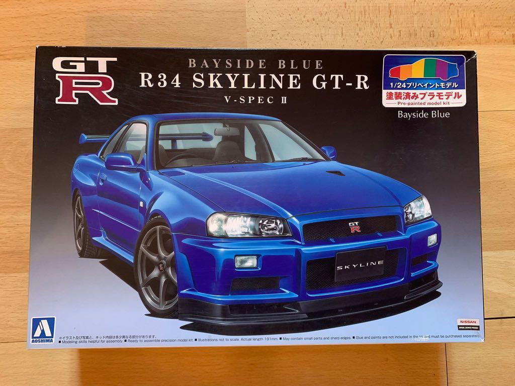 全新私人珍藏極罕aoshima 1 24 Nissan Gtr R34 Skyline V Spec Ii Bayside Blue 興趣及遊戲 玩具 遊戲類 Carousell