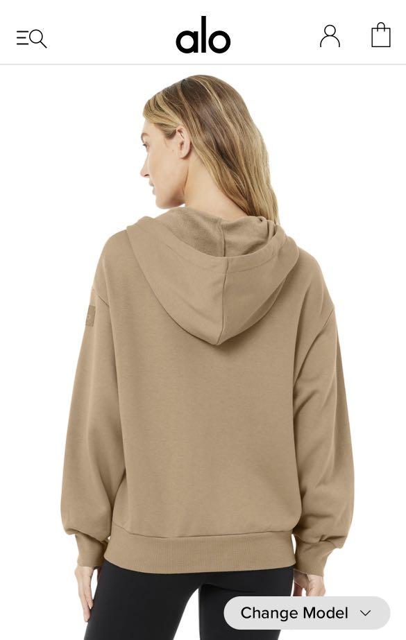 Everyday Full Zip Hoodie in Gravel Beige, Size: 2XL | Alo Yoga