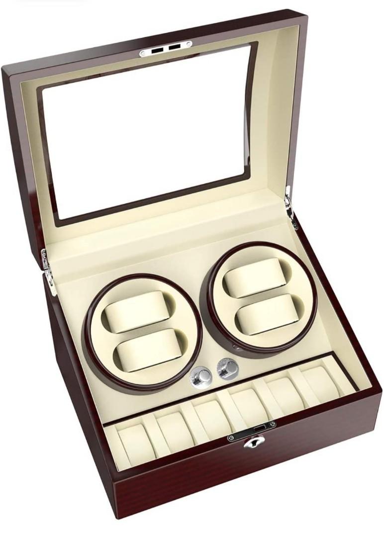 C CRITIRON 4 6 Automatic Watch Winder Luxury Storage Case Rotating Display Box Wood Shell with Piano Paint Brown White black