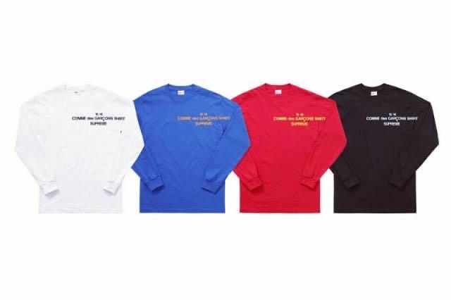 CDG PLAY X SUPREME Longsleve Kaos Lengan Panjang, Fesyen Wanita