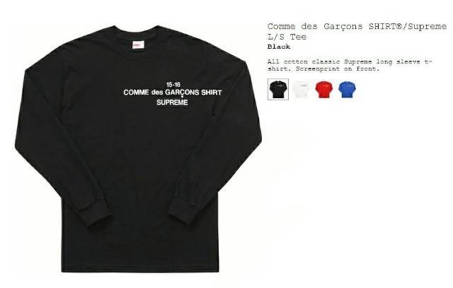 CDG PLAY X SUPREME Longsleve Kaos Lengan Panjang, Fesyen Wanita