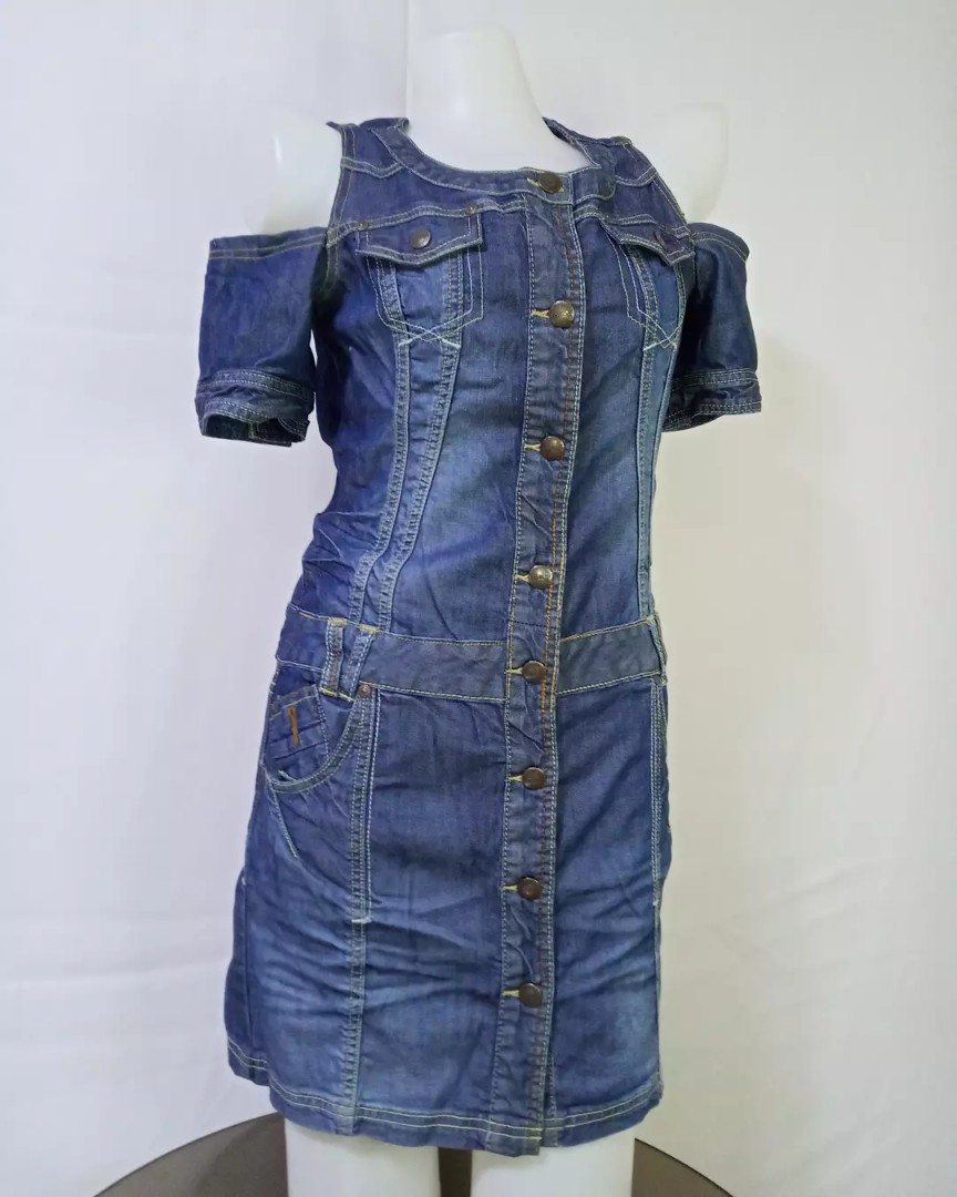 Cold Shoulder Denim Dress, Women's 