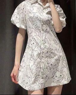 Cute cat print dress