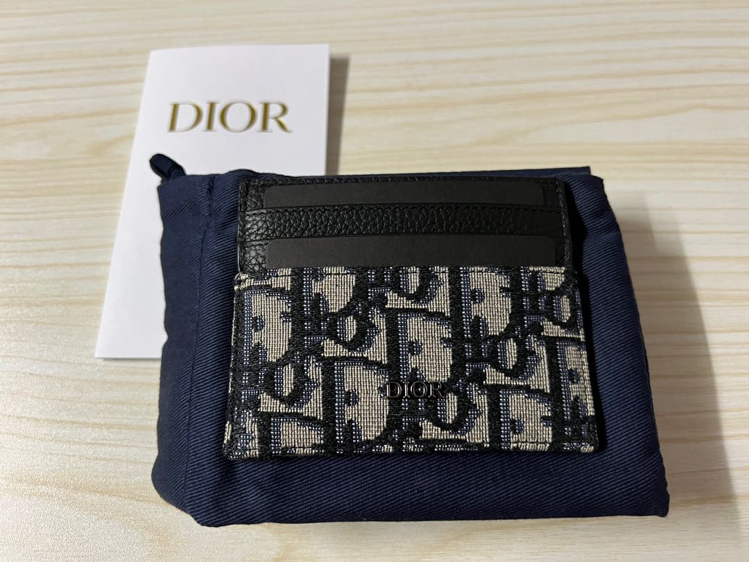 Card Holder Black Grained Calfskin with CD Icon Signature  DIOR SG