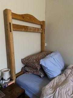 Four poster canopy bed frame and 6 inch mattress