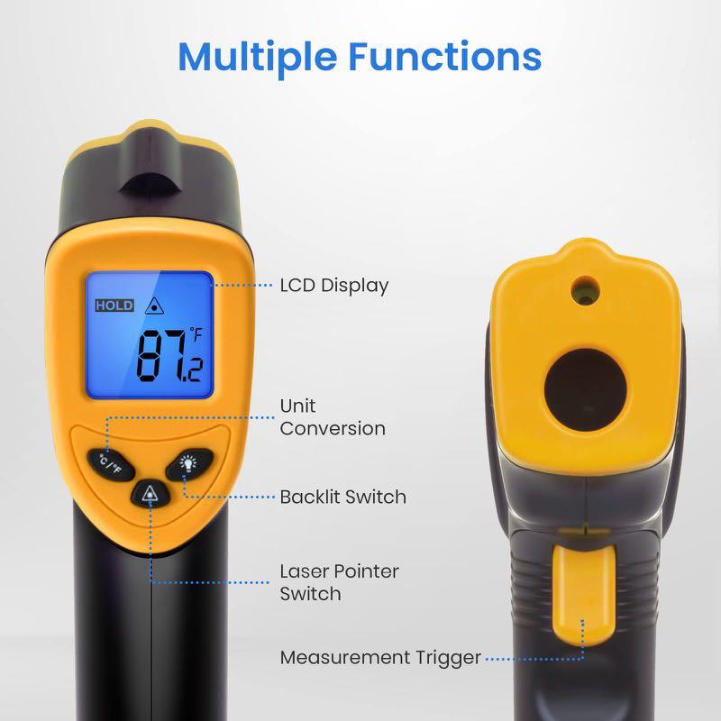 Etekcity Lasergrip 774 Non-Contact Infrared Digital Gun Thermometer -  Black/Yellow for sale online