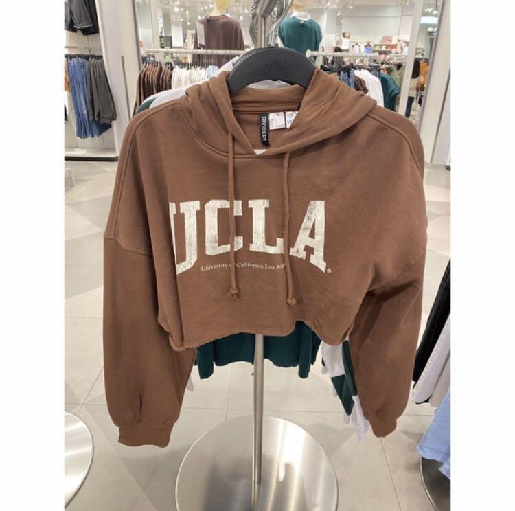 Hoodie crop h m UCLA brown Fesyen Wanita Pakaian Wanita