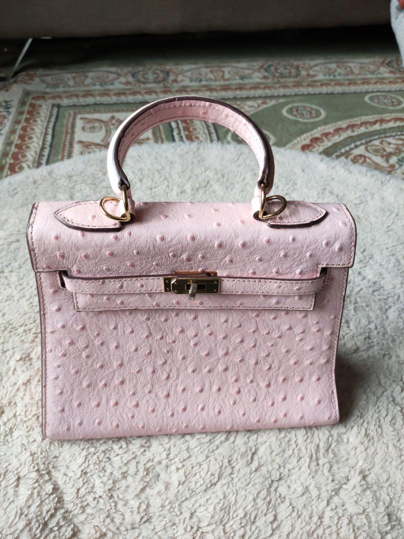 House Of Hello, Bags, Authentic House Of Hello Bag Kelly 2 Pink Ostrich  Leather With Gold Hardware