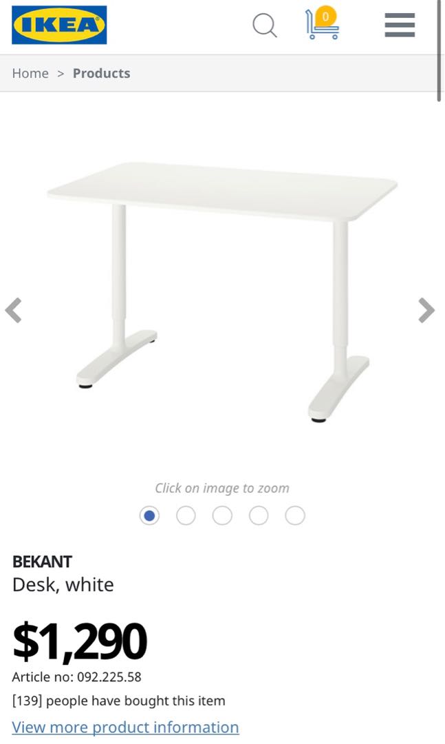 IKEA Bekant table office desk adjustable height, 傢俬＆家居, 傢俬, 桌子