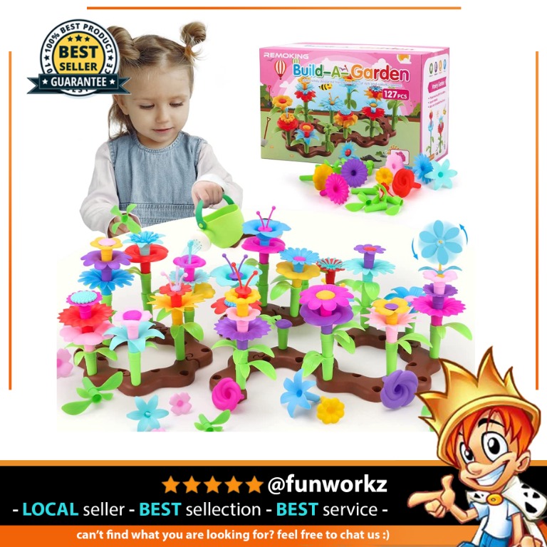 REMOKING 127 PCS Flower Garden Building Toys,Toys for 3-8 Year Old Girls,Outdoor 
