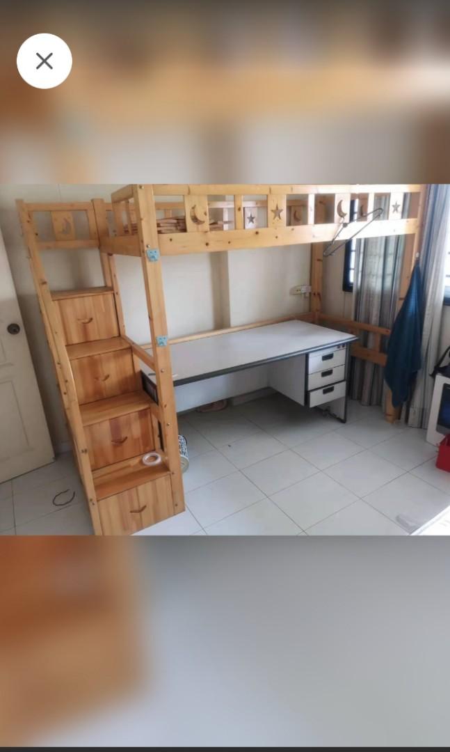 (NEGO) Loft Bed Bunk Bed Study Table, Furniture & Home Living