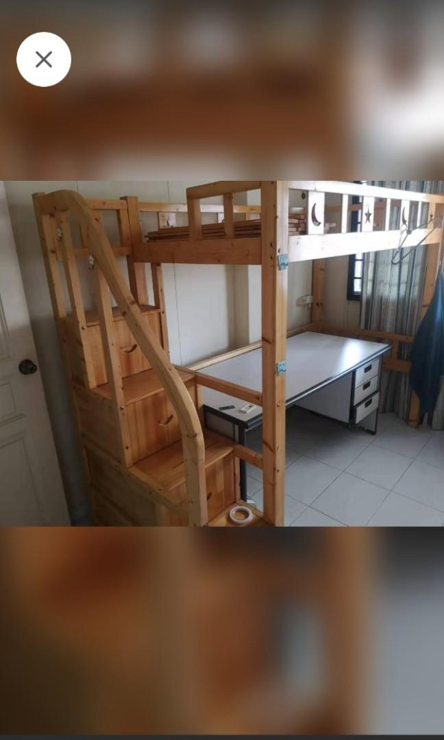 (NEGO) Loft Bed Bunk Bed Study Table, Furniture & Home Living