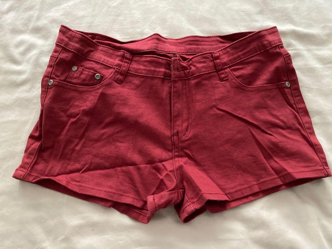 Maroon denim shorts outlet