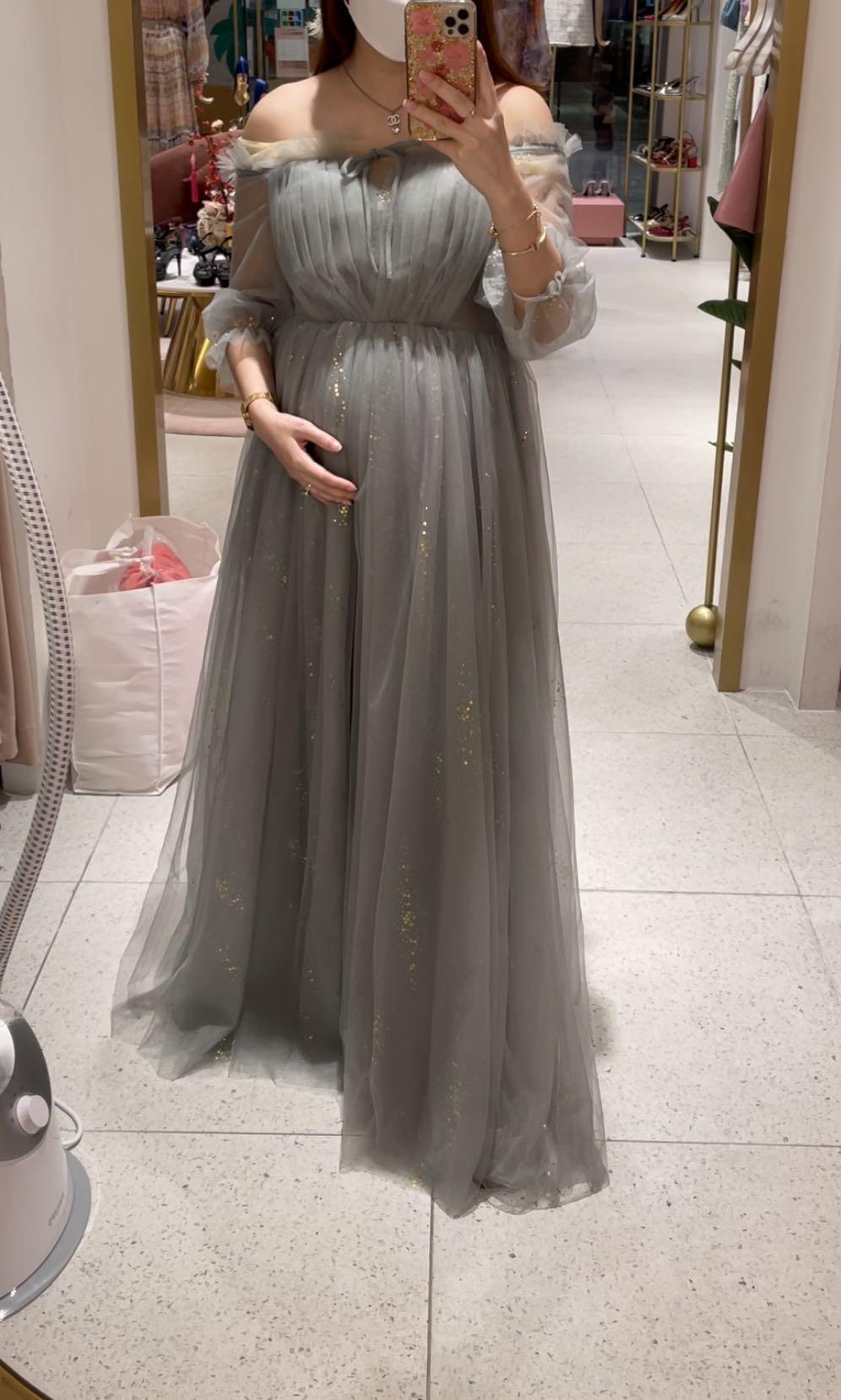 silver and blue gown