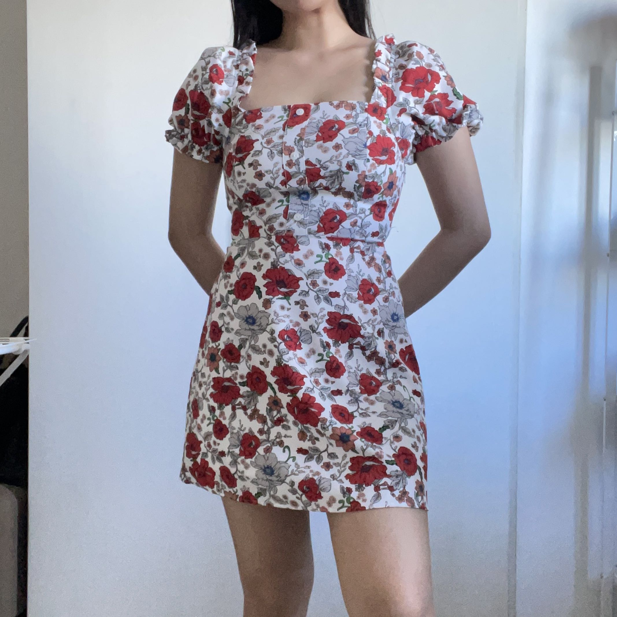 Pomelo White Floral Dress, Women's Fashion, Dresses & Sets, Dresses on