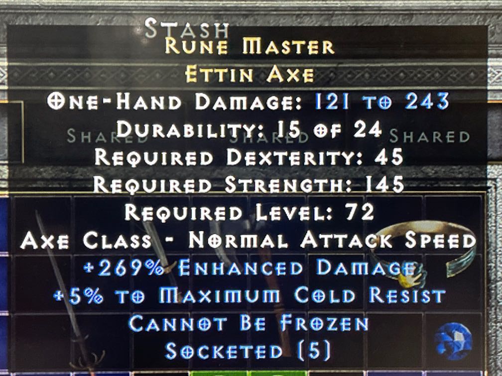 PS D2R Rune Master Ettin Axe (5os), 興趣及遊戲, 玩具 & 遊戲類 Carousell