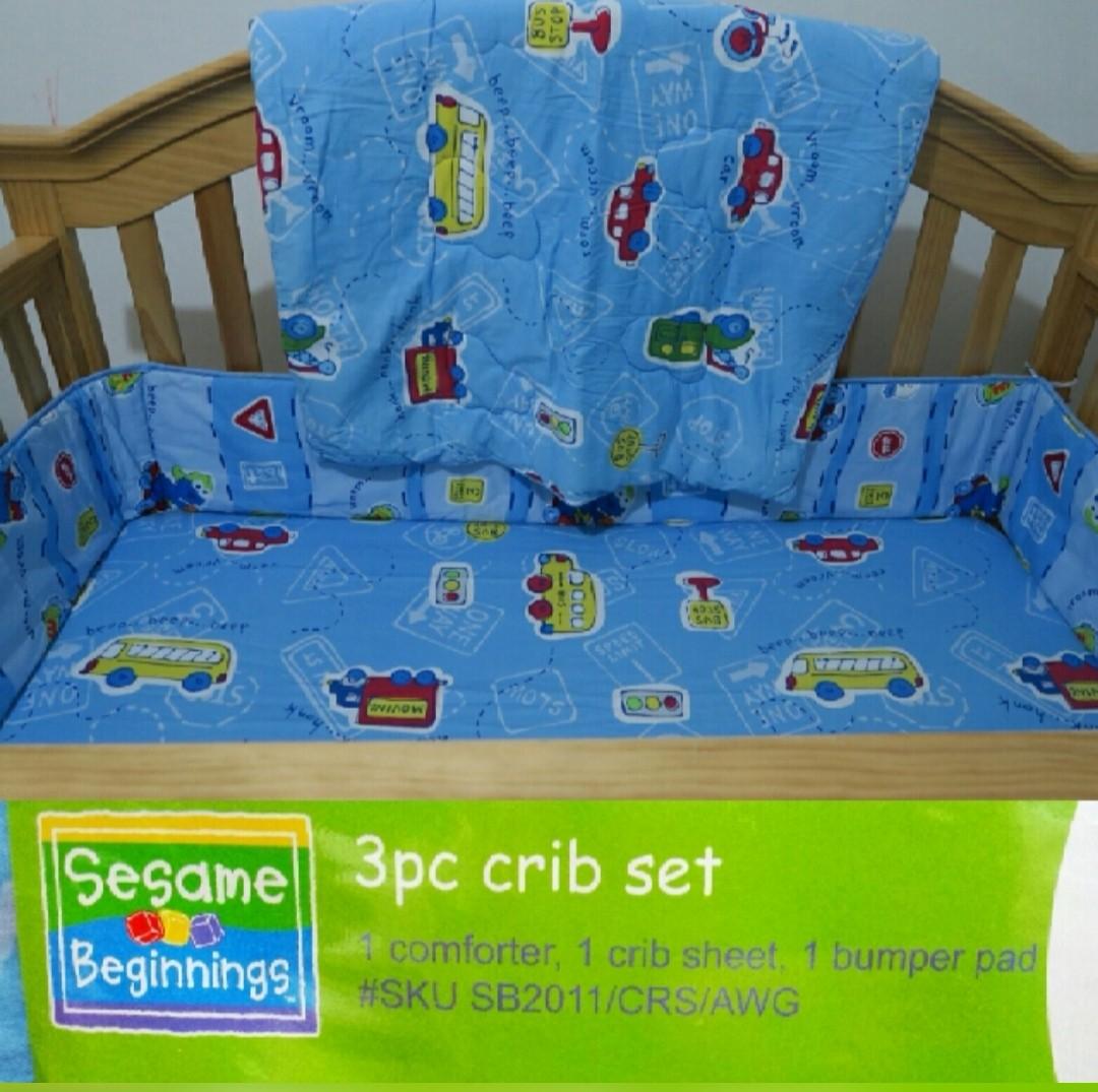 Sesame Street 3 pc. Crib Set: comforter, crib sheet and bumper pad ...