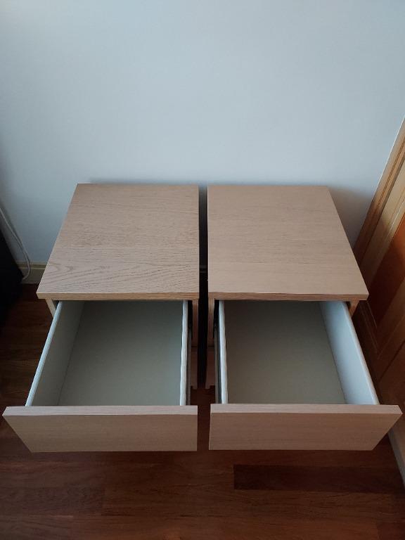 Set of 2x IKEA MALM Bedside tables with 2 drawers oak colour