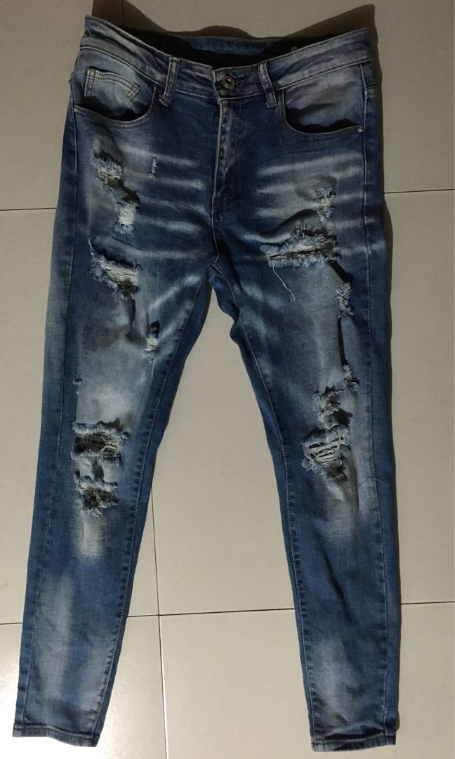 Shein Tattered Jeans Pants Men, Men's 