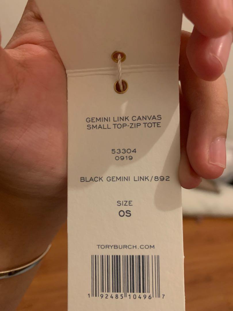 Tory Burch GEMINI LINK CANVAS SMALL TOTE 53304 Black Gemini Link 892
