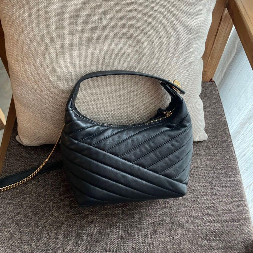 Tory burch half moon leather tote outlet