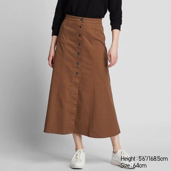 UNIQLO Chino Front Button Long Skirt Women s Fashion Bottoms