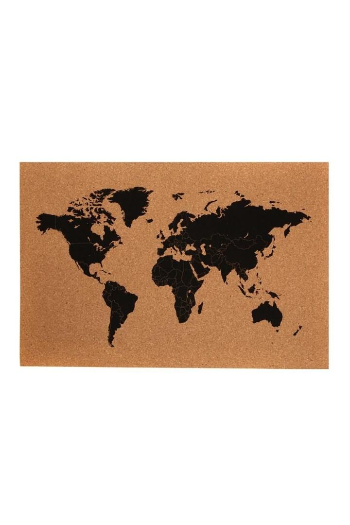 World map cork board, Furniture & Home Living, Home Decor, Wall Decor