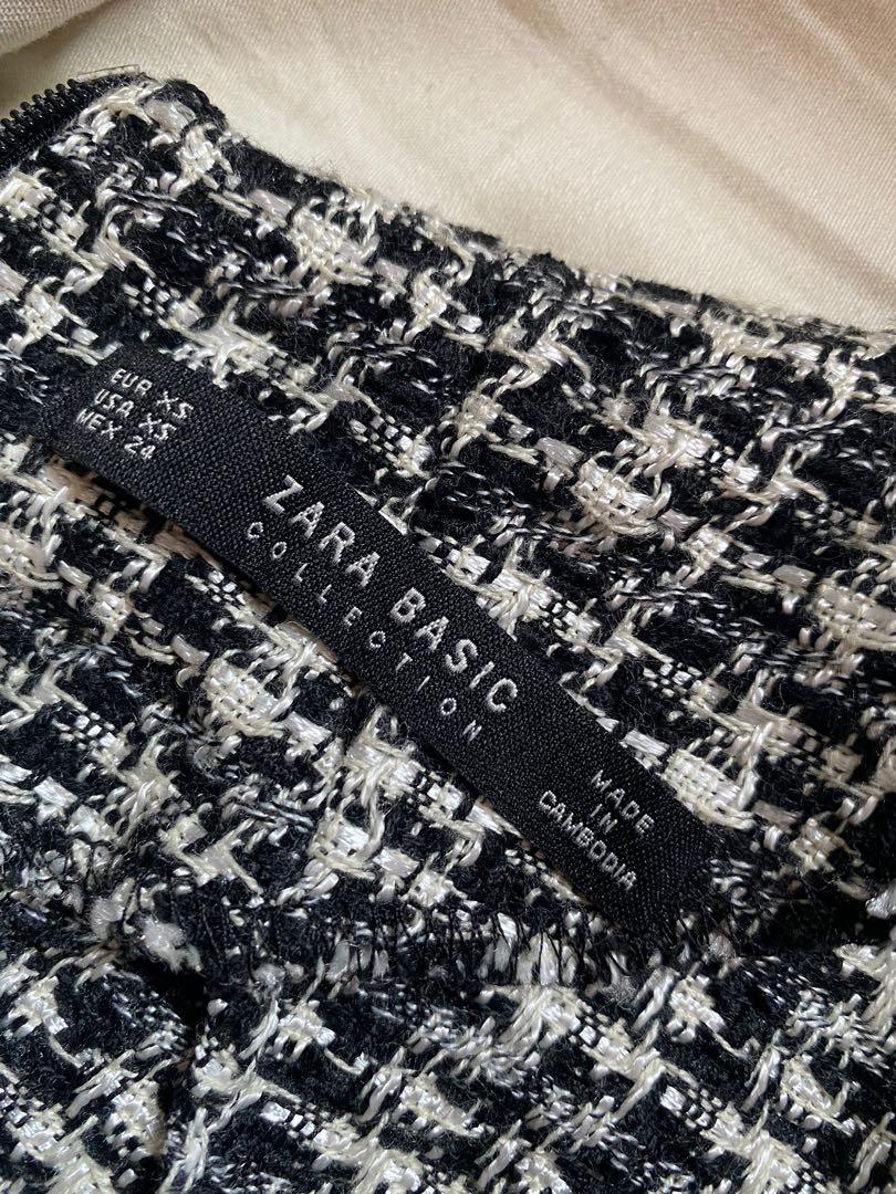 Zara black and white shop tweed dress