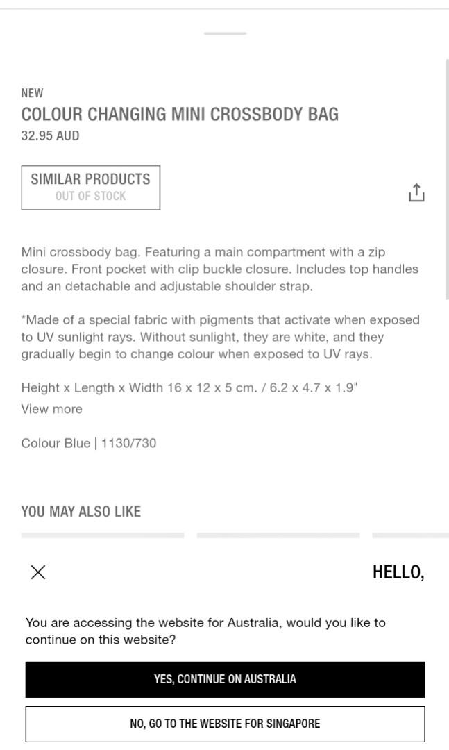 ZARA colour changing mini crossbody bag, Women's Fashion, Bags