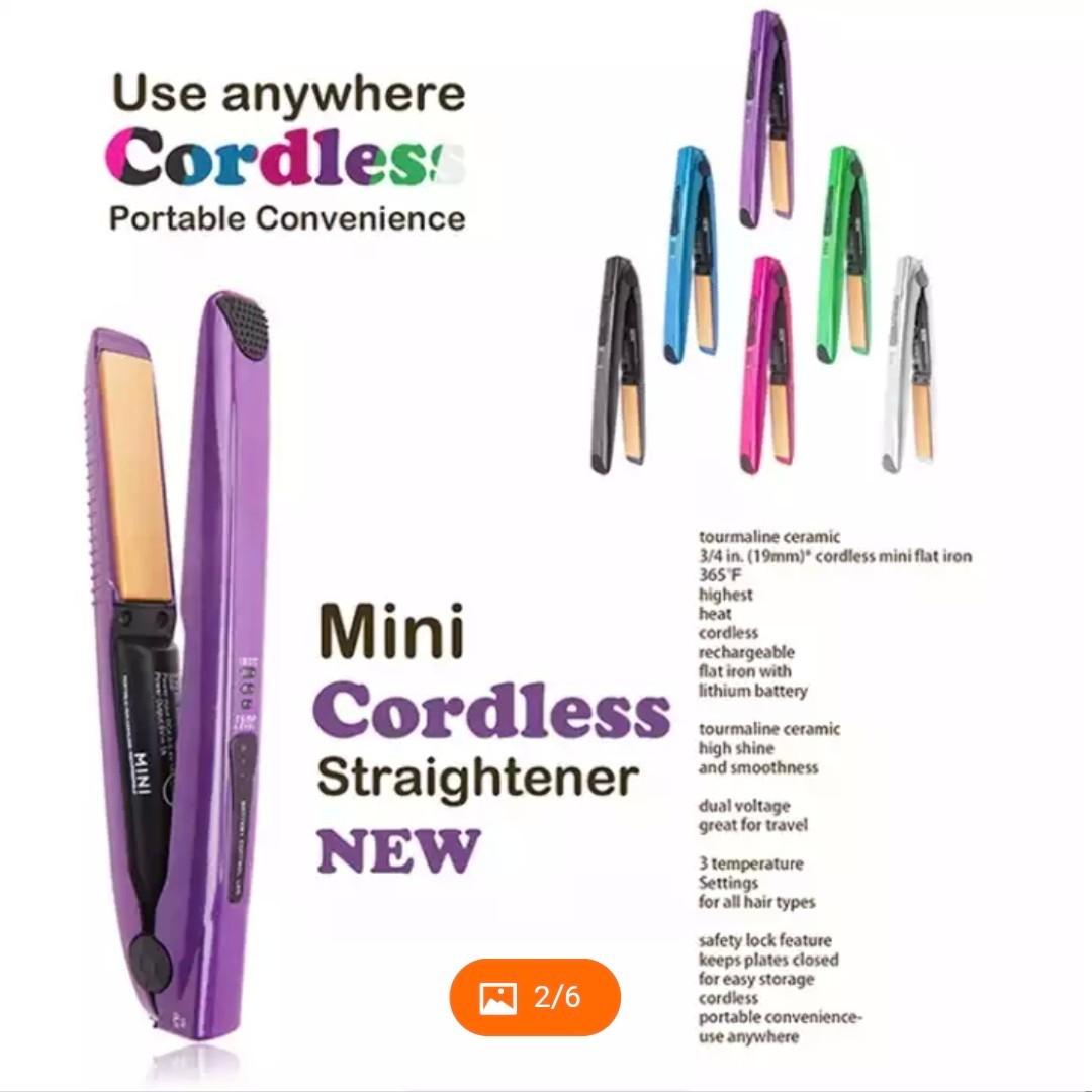 2943 27W Battery Operated Mini Rechargeable Flat Iron Portable Wireless Hair Beauty Personal Care Hair on Carousell
