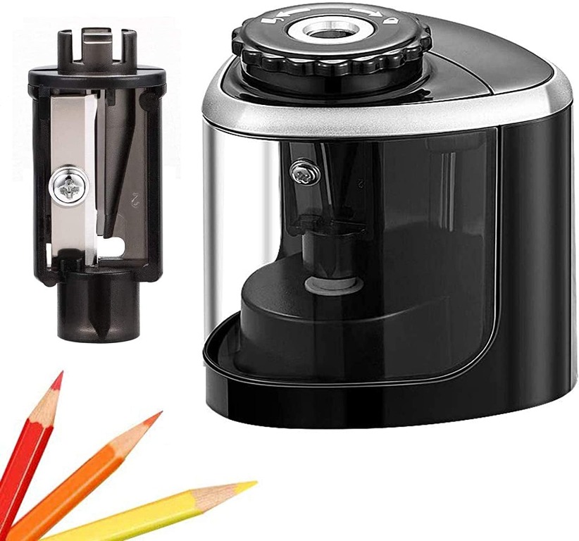 Dual Blades Battery or USB Operated fit for Pencils of Size 6-8mm and 9-12mm Dual Holes Eagle Electric Pencil Sharpener