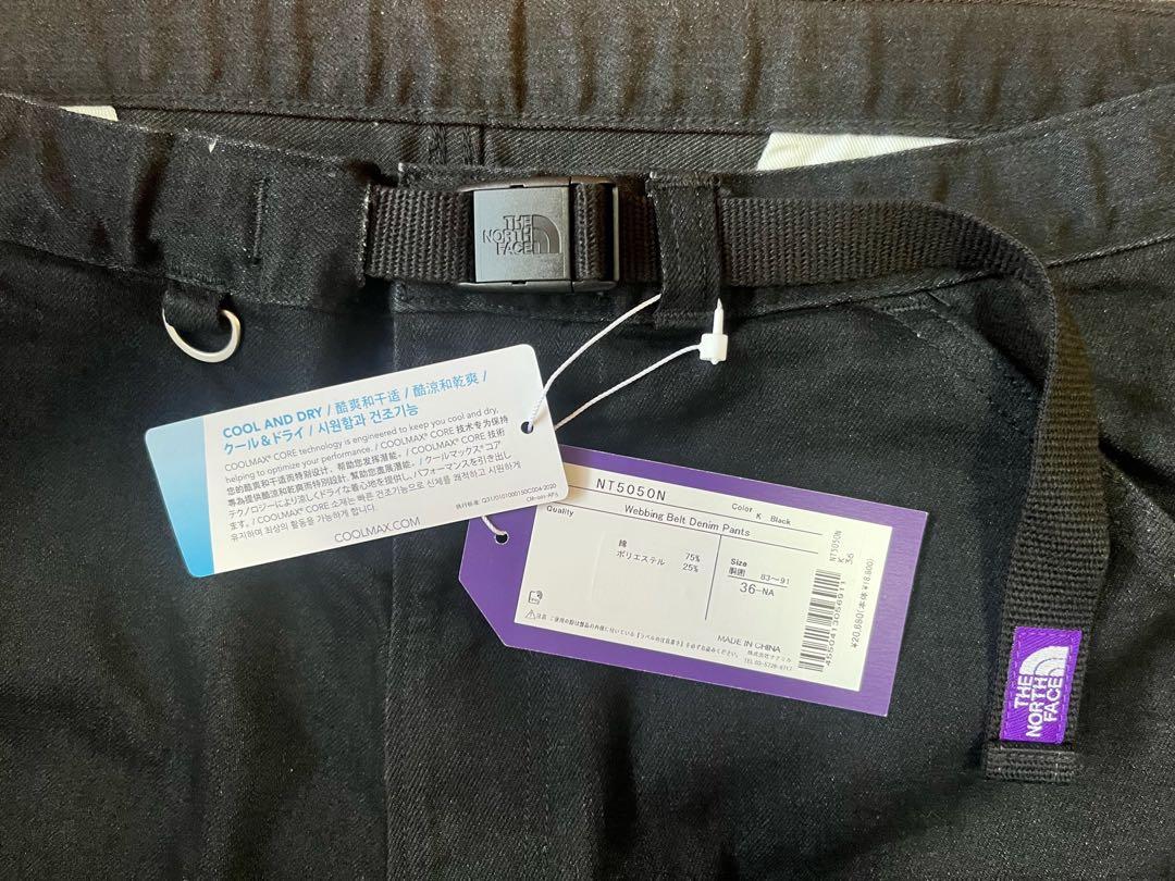 全新黑色North Face Purple Label Webbing Belt Denim Pants NT5052N