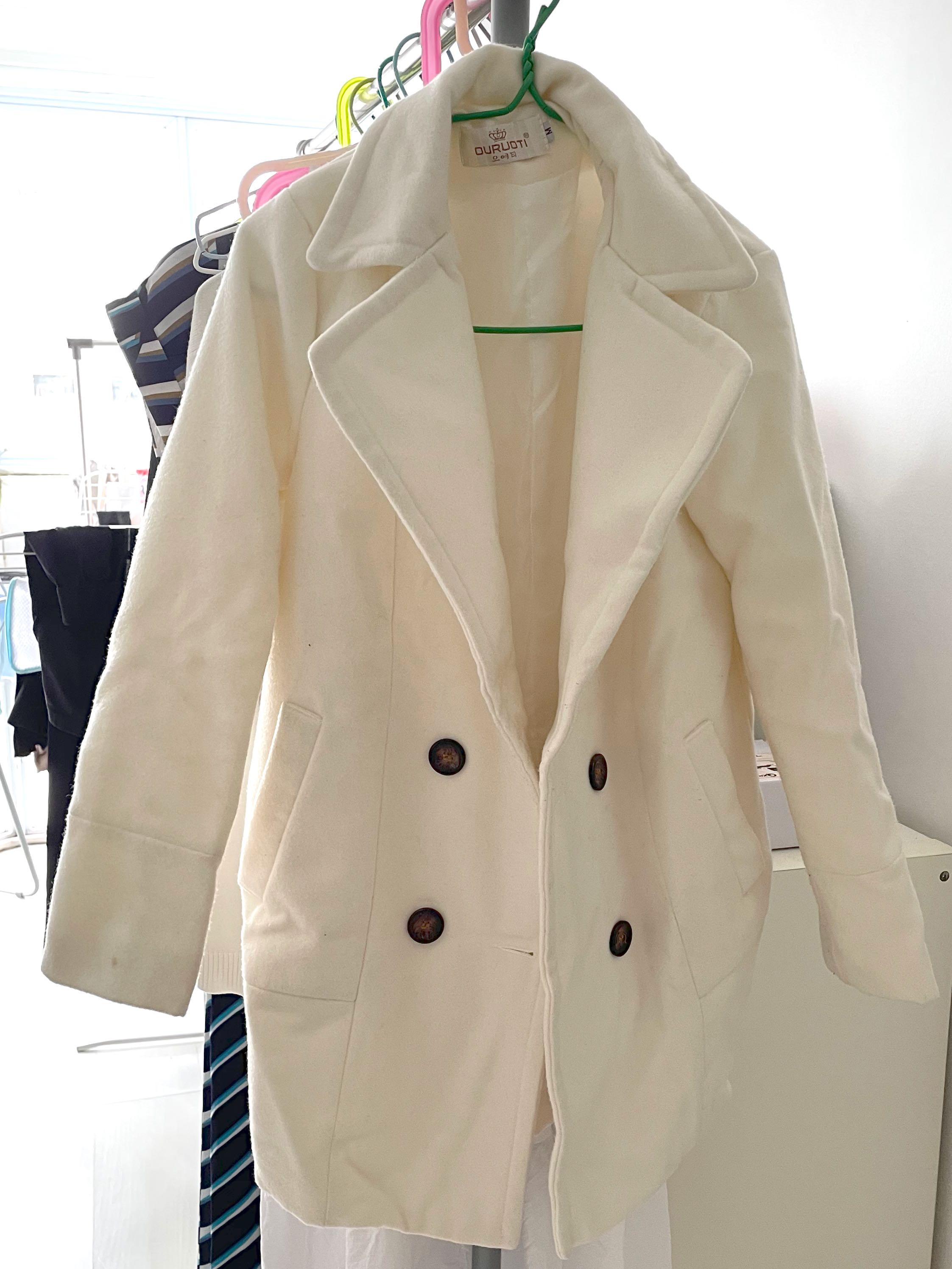Winter white wool trench coat Clearance