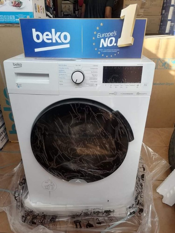 Beko Washer Dryer WDB7425R2W, TV & Home Appliances, Washing Machines