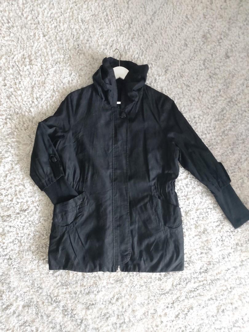 Black long jacket coat, Fesyen Wanita 