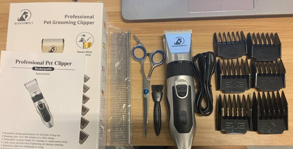 Bonve Pet Dog Grooming Kit, 2200Mah Pro Dog Cat Clippers Cordless Quiet Dog  Hair Clippers Trimmer