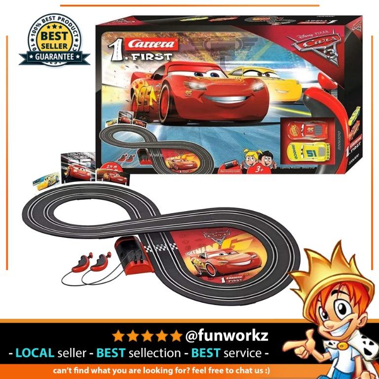 Carrera First Disney/Pixar Cars 3 - Slot Car Race Track - Includes 2 cars: Lightning  McQueen and Dinoco Cruz - Battery-Powered Beginner Racing Set for Kids Ages  3 Years and Up, Hobbies