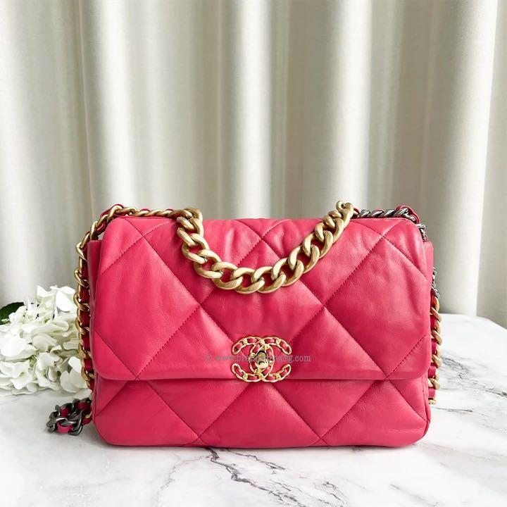 Chanel 19 Large in Dark Pink Goatskin 3 tone HW