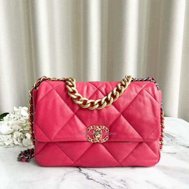 Chanel 19 Large in Dark Pink Goatskin 3-tone HW