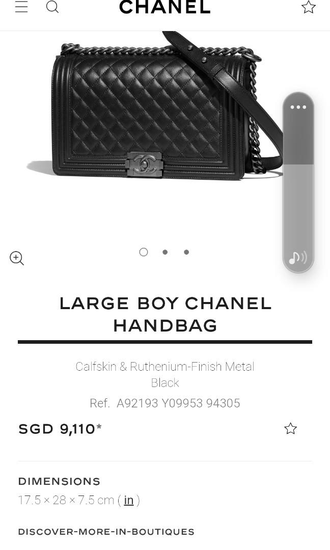 Boy chanel handbag, Calfskin & ruthenium-finish metal, black