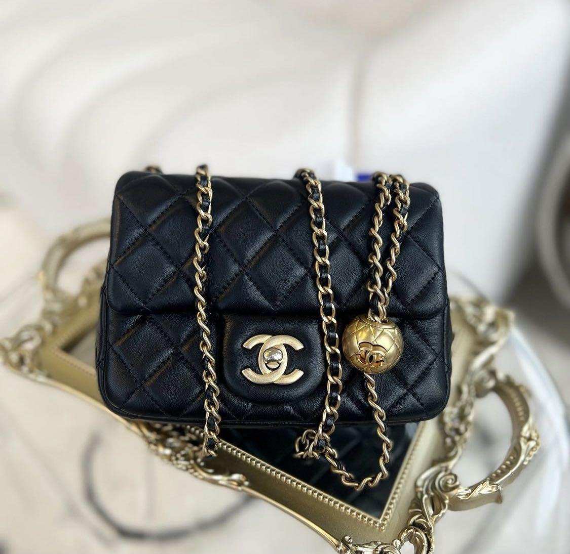 Full Set]🖤💛Chanel Mini Pearl Crush, Luxury, Bags & Wallets on