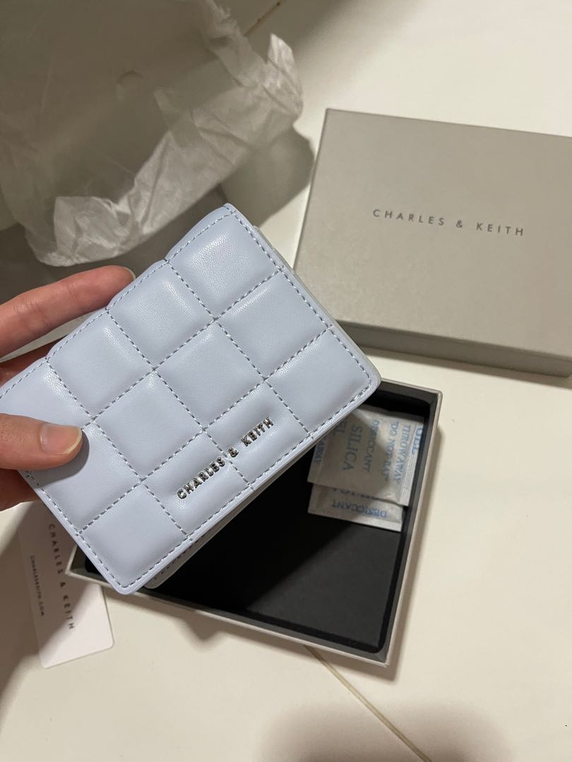 Charles and Keith quilted mini wallet baby blue