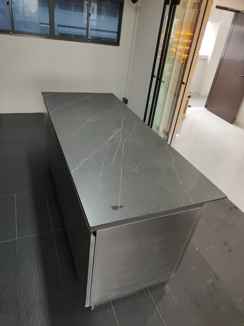 Custom Stainless Steel Kitchen Island with New Built Vulcan Top For