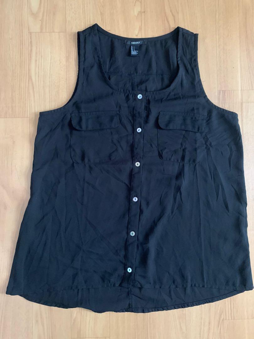 FOREVER 21 Black Chiffon Sleeveless 