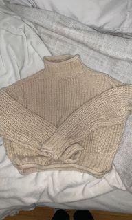 Garage cropped nude turtleneck sweater size small