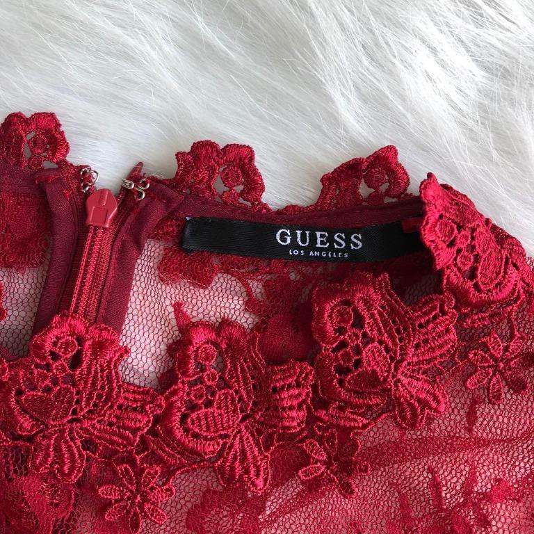 Guess red lace dress on sale