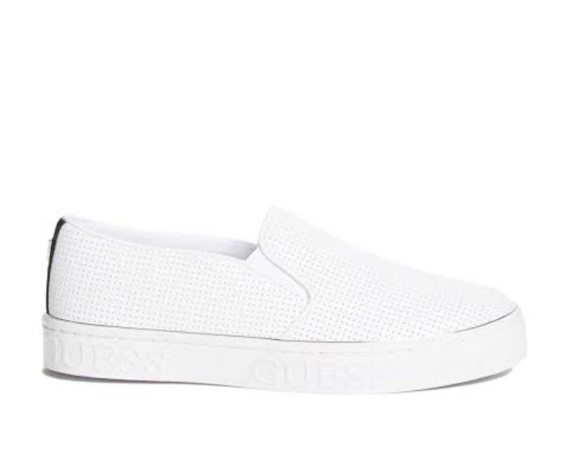 guess white slip on shoes